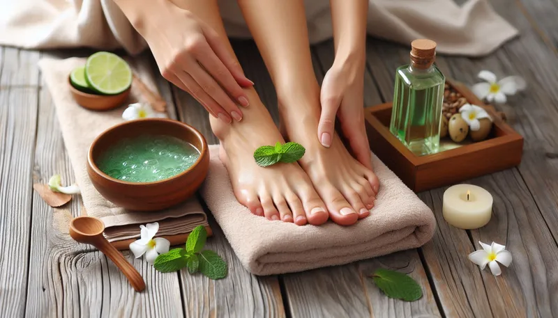 Foot massage (mint essential oil)